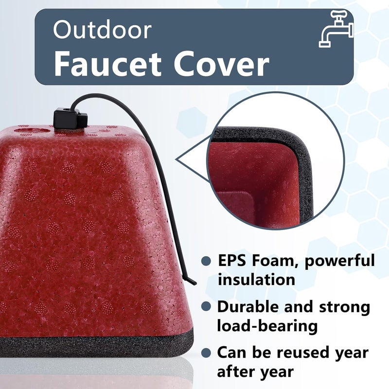 RGJ Outdoor Faucet Covers for Winter, 6 Pack Insulated Foam Faucet Cover Freeze Protection, Reusable Winter Spigot Covers Water Pipe Covers Hose Bib Covers - Image 3